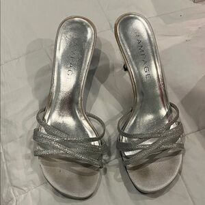 Rampage Metallic Silver Strappy Heels